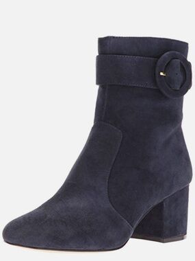 NINE WEST Black Suede Bootie Low Mid Heel Zipper boots